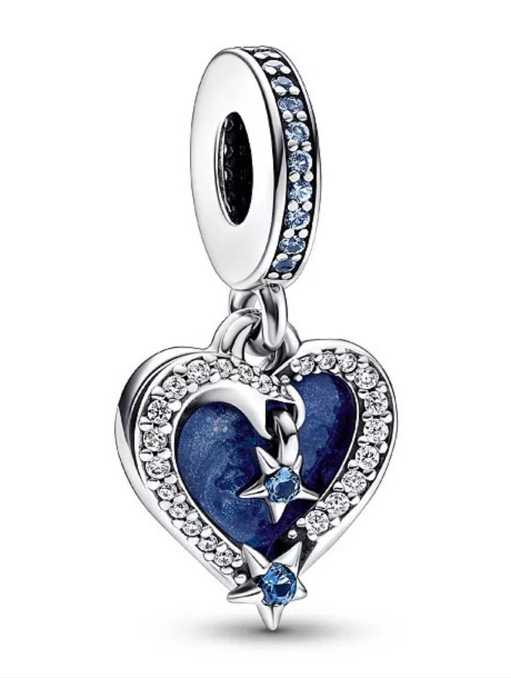 Pandora Mixed Stone Celestial Shooting Star Heart Double Dangle Charm
